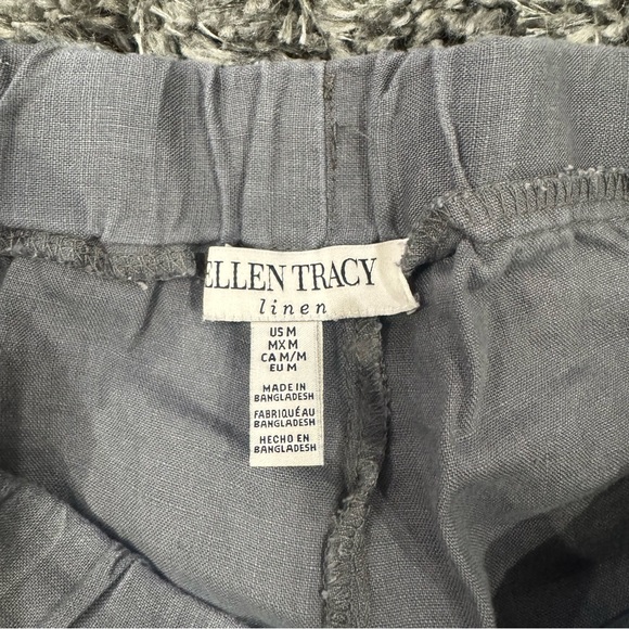 Ellen Tracy Linen Straight Leg Pants in Gray, Size M - Picture 2 of 4